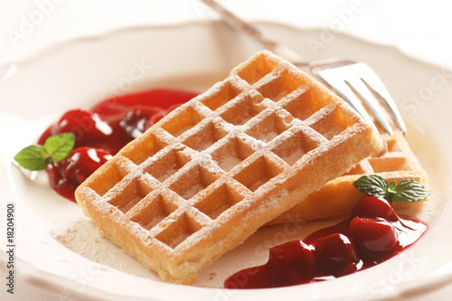 Waffles with Cherries photo