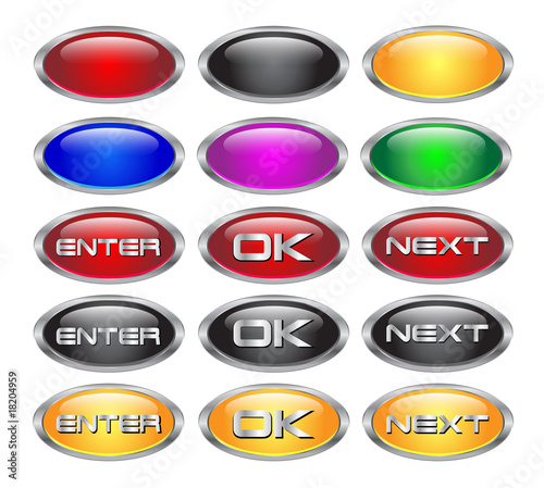 Set of glass metallic blank web buttons
