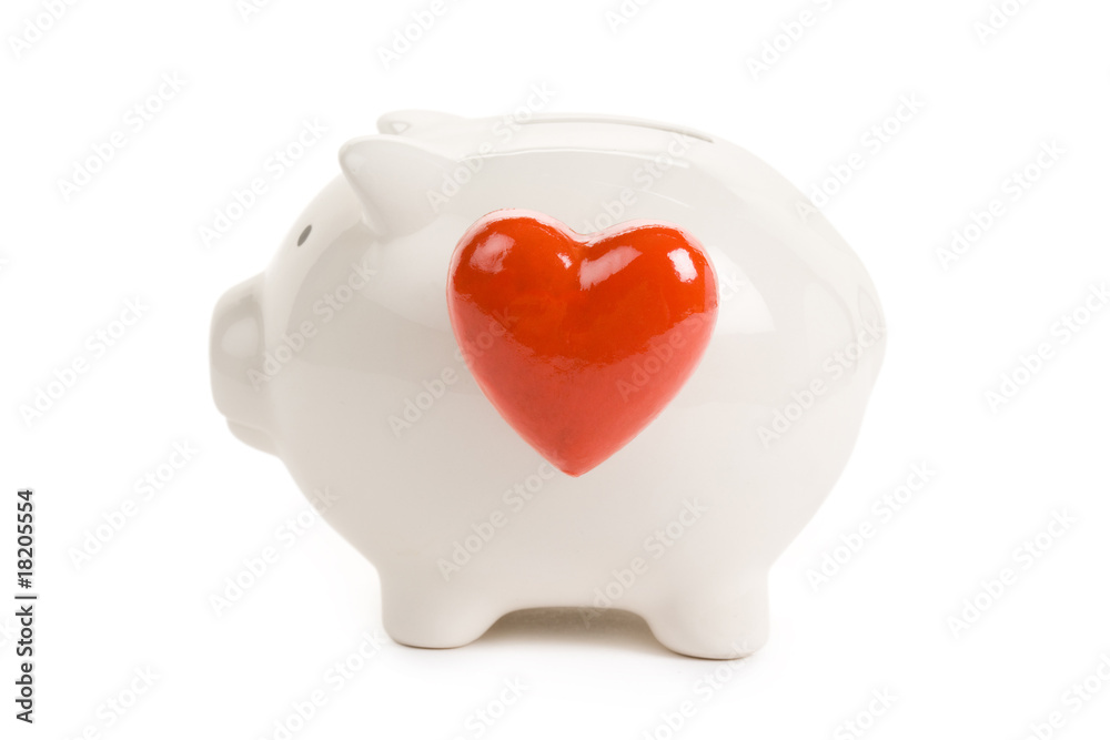 Piggy Bank and Red Heart Piggy Bank and Red Heart