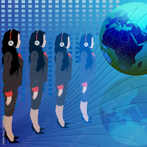 globe , headphone, business people with headset