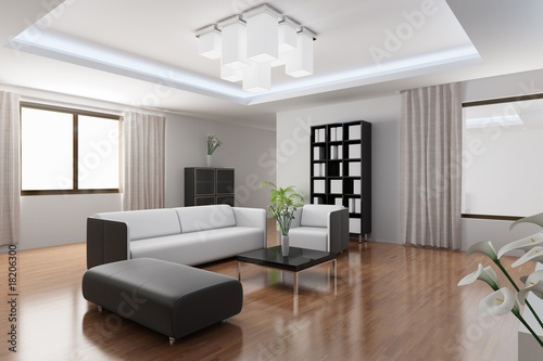 3d rendering a modern living room © robinimages