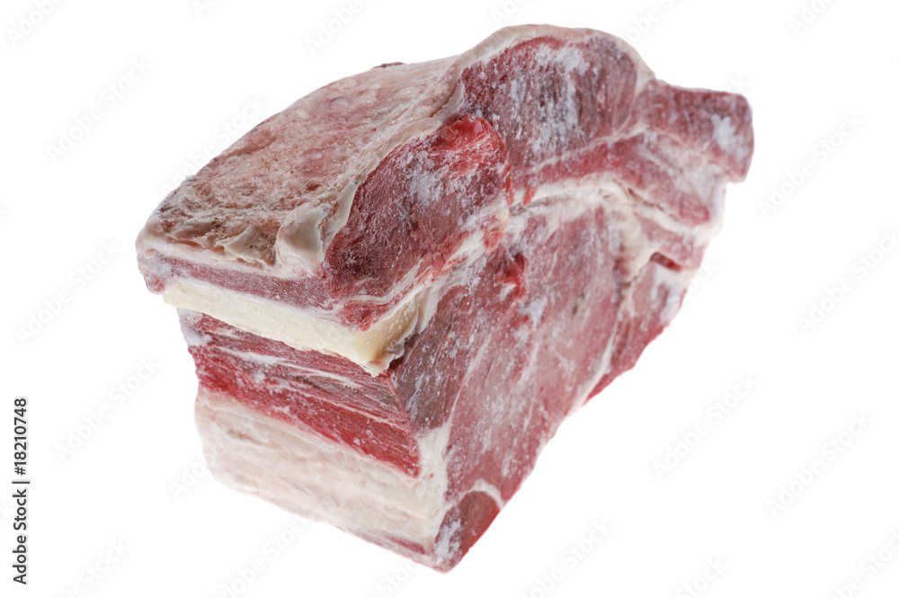 raw pork on white