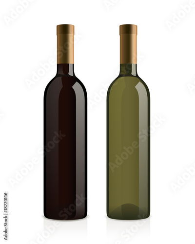realistic wine bottles (red and white)