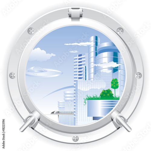 Canvas Print Closed steel porthole