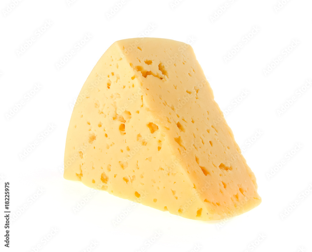 piece of cheese on a white background