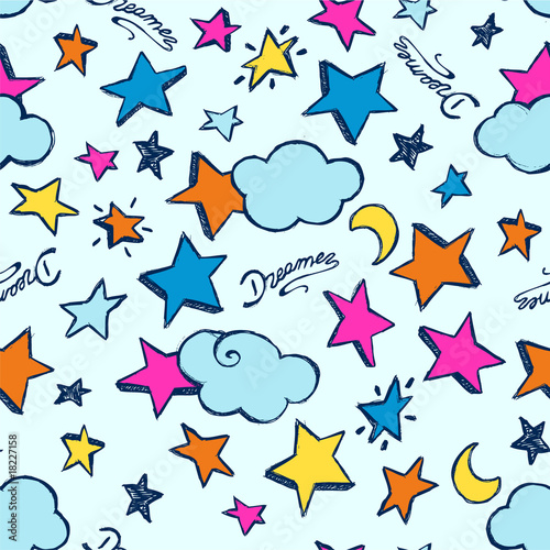 Sketchy celestial seamless background