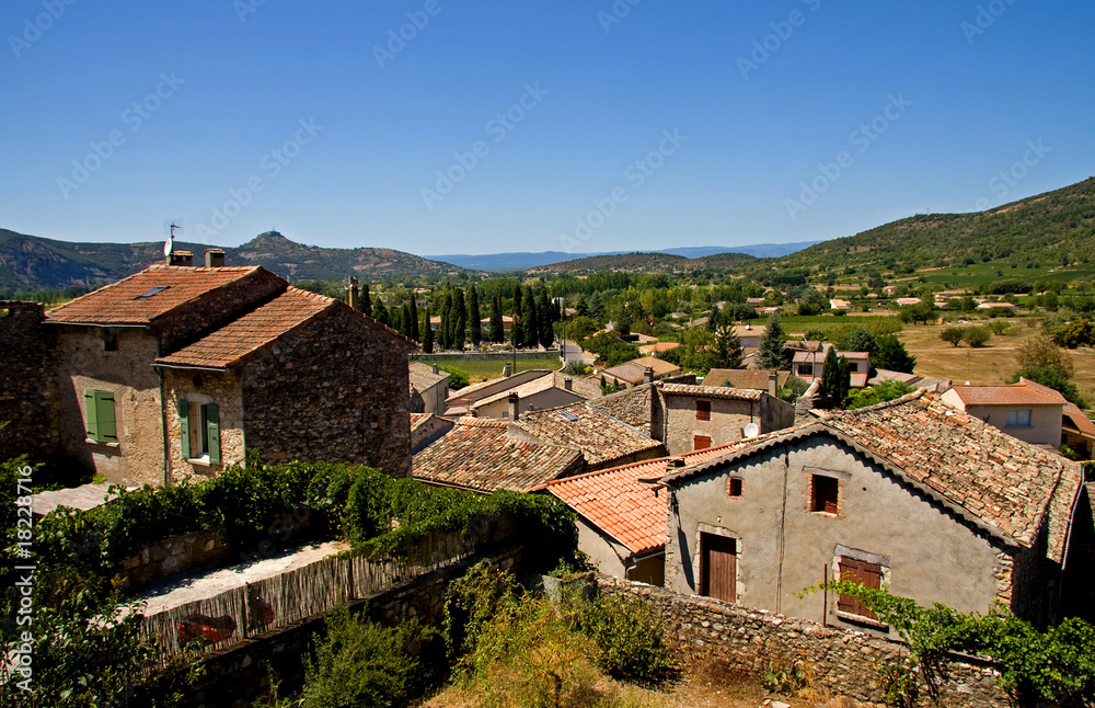 View over Balazuc, a town in France