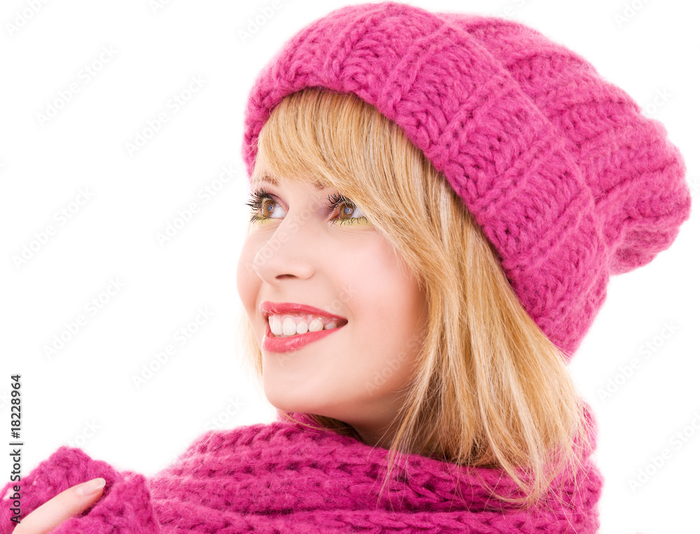 happy teenage girl in hat
