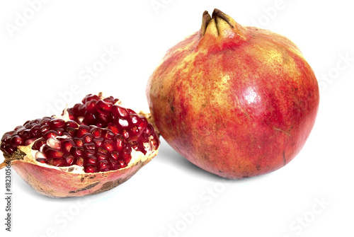 Pomegranate with seeds isolated