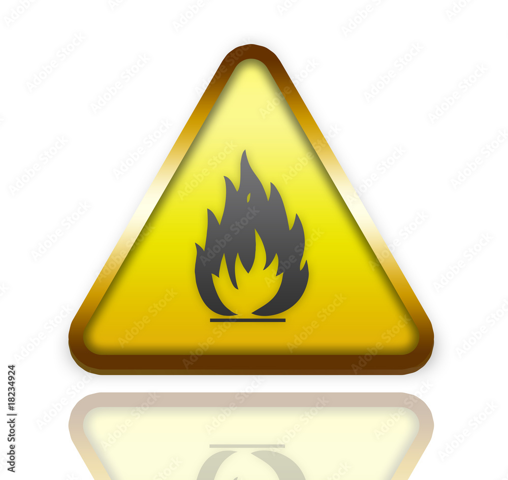 warnschild gelb feuer