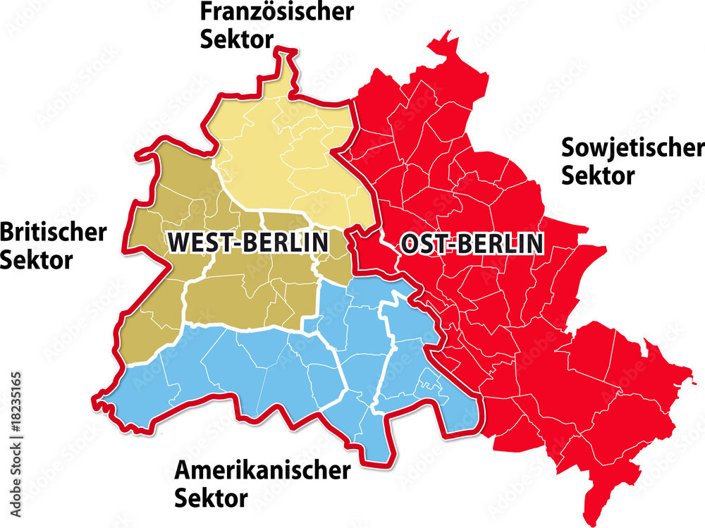 Wie Lange Fährt Man Von Berlin Nach Düsseldorf Vecteur Stock Geteiltes Berlin, Sektoren in Berlin nach 1945 | Adobe Stock
