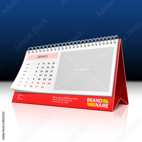 Desktop calendar. Vector. Place your photo or graphics.