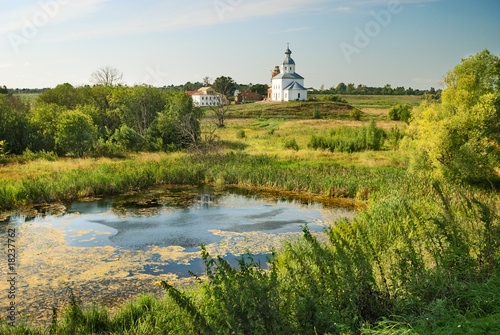 russian landscape with old church