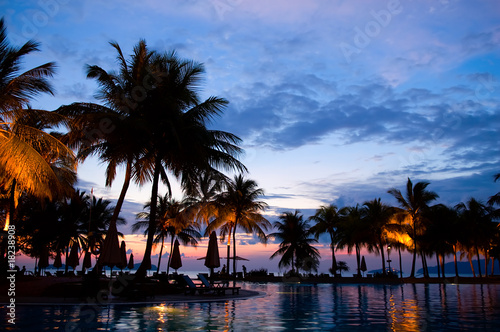 Evening in tropical hotel