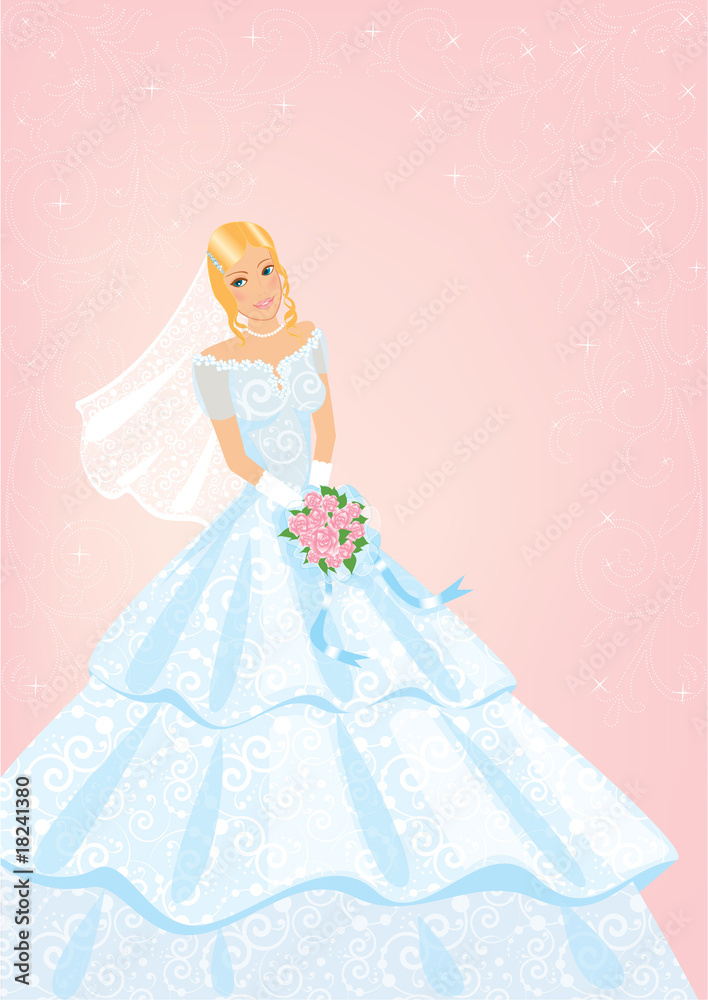 Fototapeta premium Bride with roses bouquet