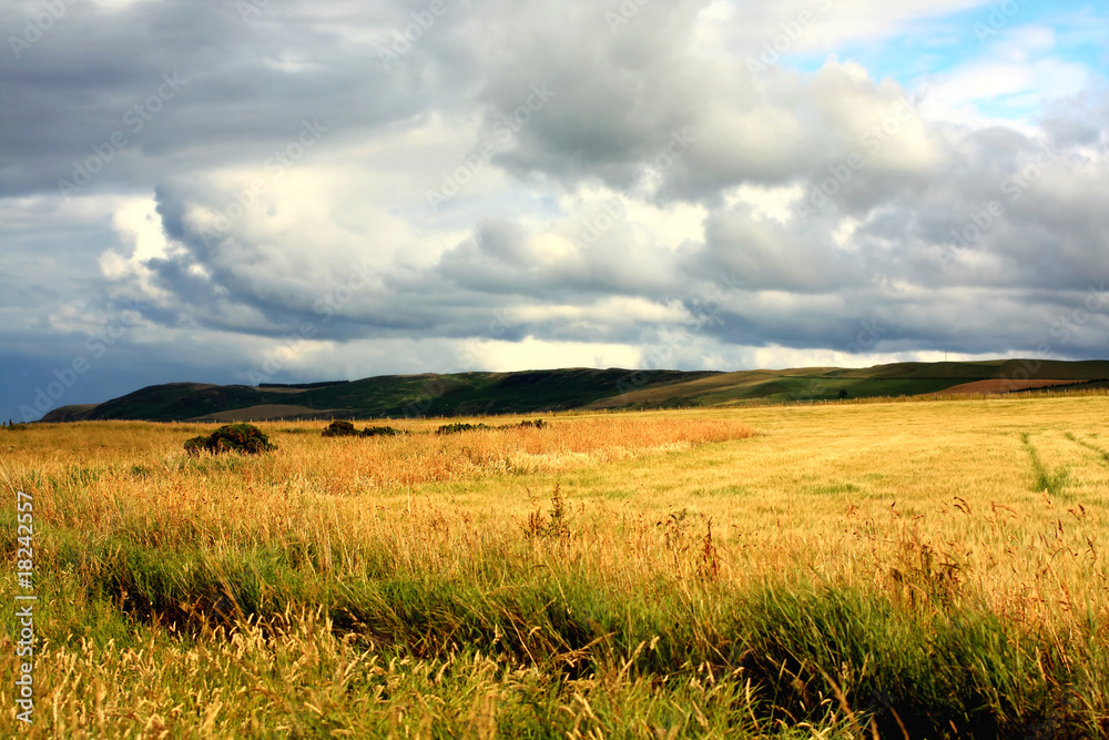 Scottish landscape with dramatic sky