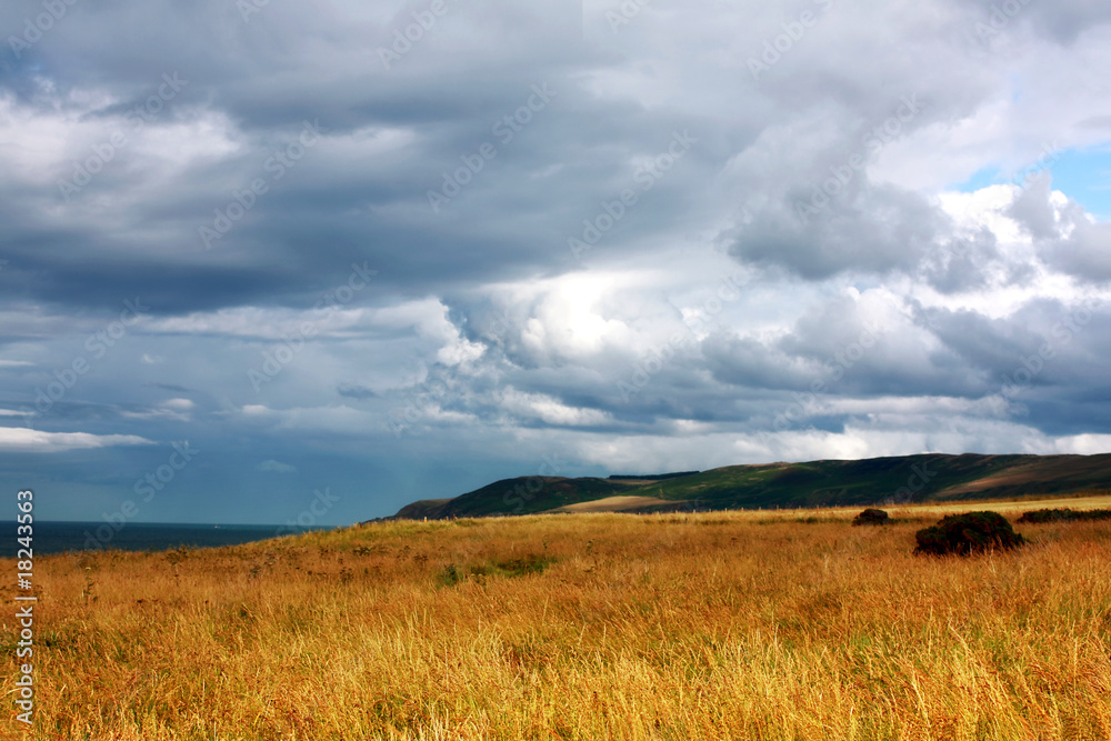 Scottish landscape with dramatic sky