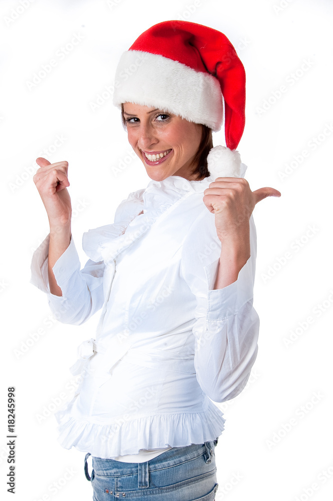 Portrait of cute santa lady smiling isolated on white background Portrait of cute santa lady smiling isolated on white background