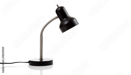 A black desk lamp on white