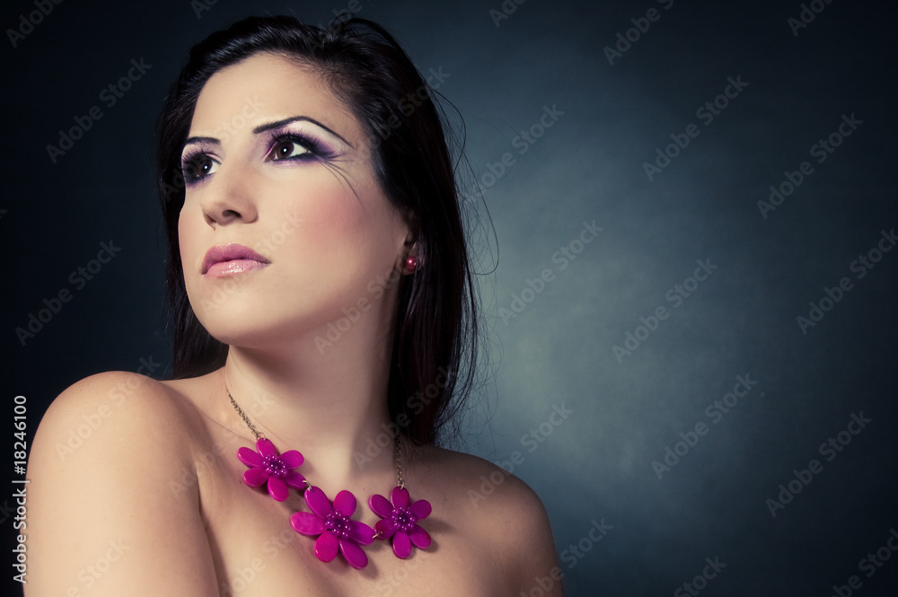 portrait of fresh and young beautiful model looking right corner portrait of fresh and young beautiful model looking right corner
