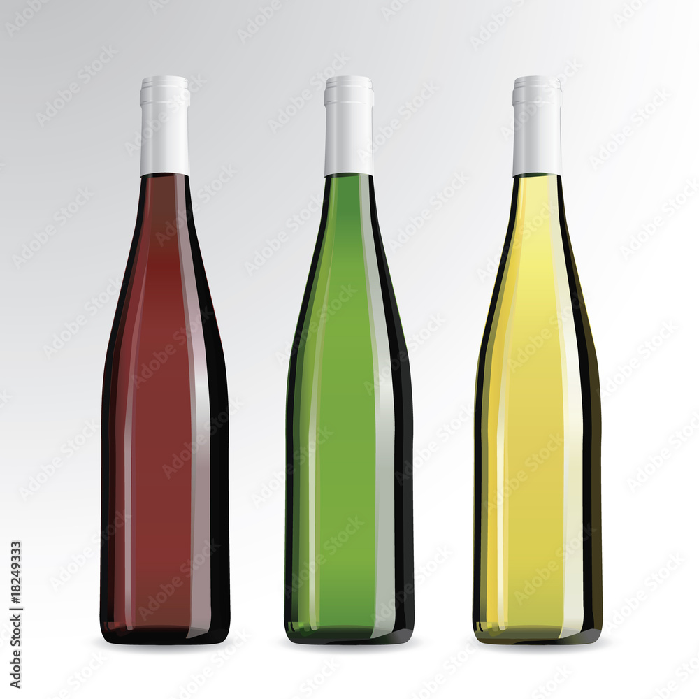 realistic vector bottle of wine and champagne realistic vector bottle of wine and champagne
