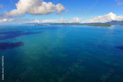 Aerial view of sparkling waters and the Whitsunday Islands