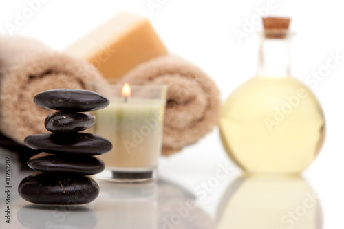 Spa and bath objects with massage stones