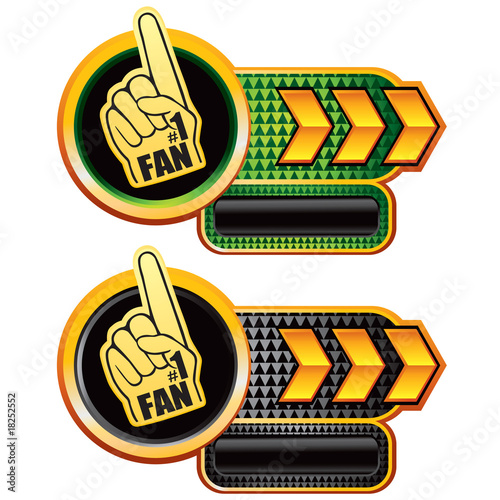 Fan foam hand on gold arrow nameplate banners