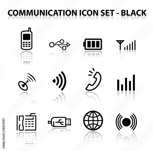 Reflect Communication Icon Set (Black)