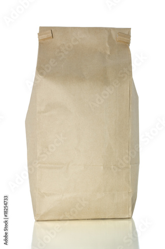 Bag of coffee on white with clipping path