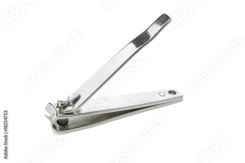 Open nail clippers on white with clipping path