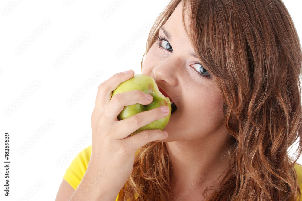 Teen girl and apple