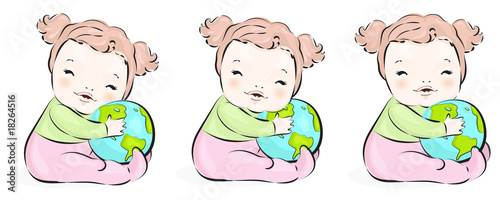 Girl hold in her hand a globus