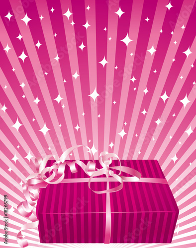 Girly gift on a pink magic background