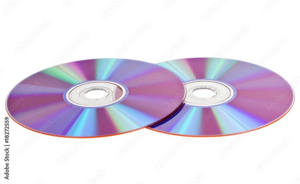 Compact disks, isolated on a white background Compact disks, isolated on a white background