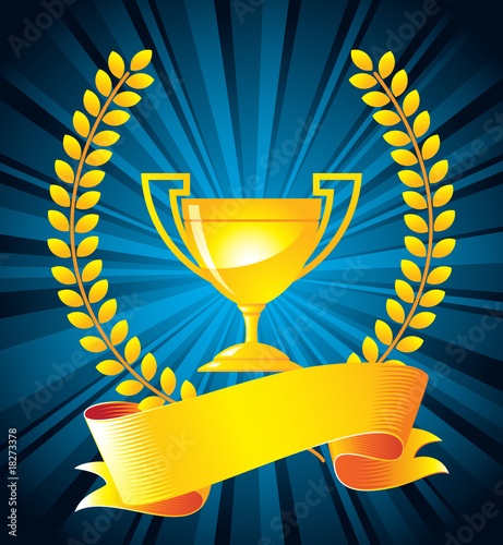 Gold trophy with laurel wreath