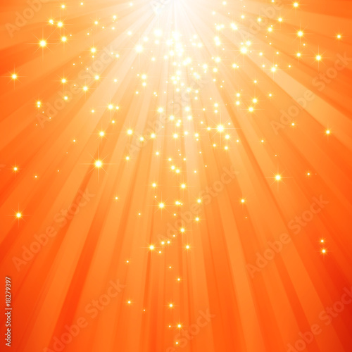 glitter stars descending on beams of light