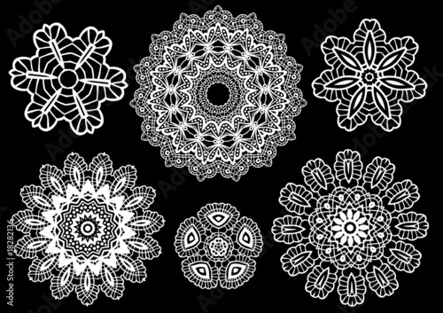 Delicate lace doilies, vector pattern