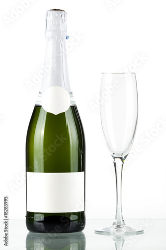 Wallpaper Mural Bottle of champagne with blank label and with empty glass Torontodigital.ca