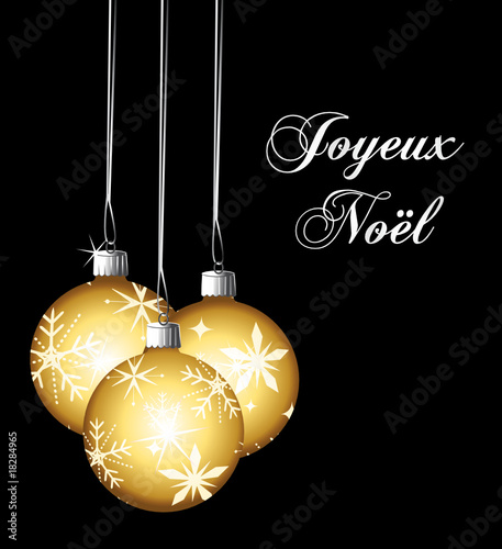 Joyeux noël. Carte noir et or.