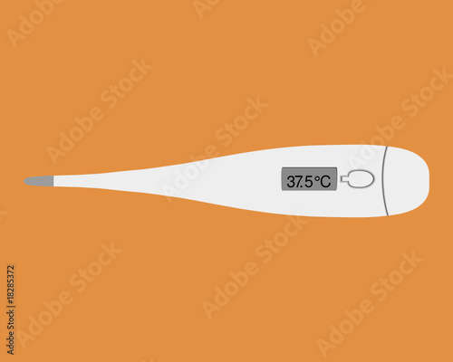 Digitales Fieberthermometer auf orangem Hintergrund