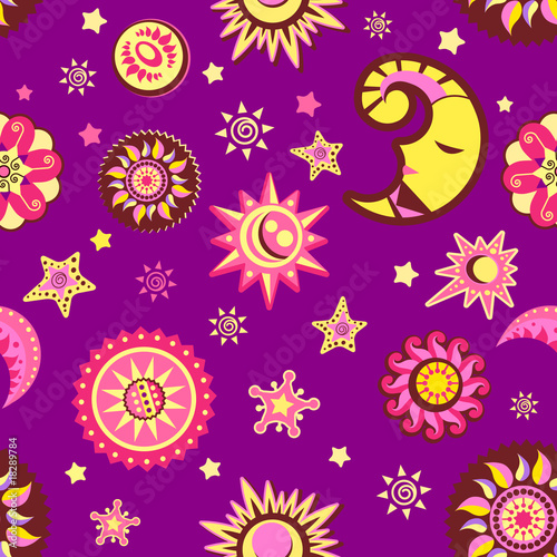 Star and moon seamless pattern