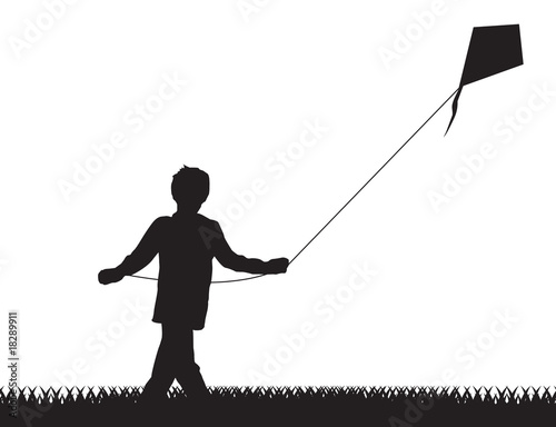 kid with kite silhouette