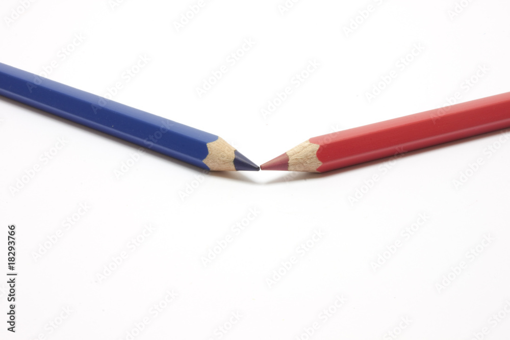 Red and blue pencils isolated on white Red and blue pencils isolated on white