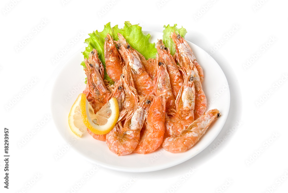 tasty shrimp with lemon and lettuce tasty shrimp with lemon and lettuce