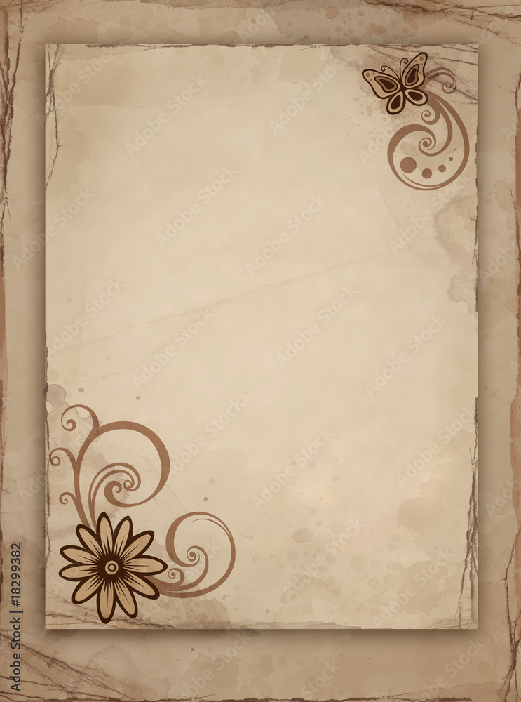 Old paper with flower Old paper with flower