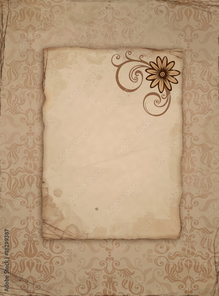 Old paper with flower