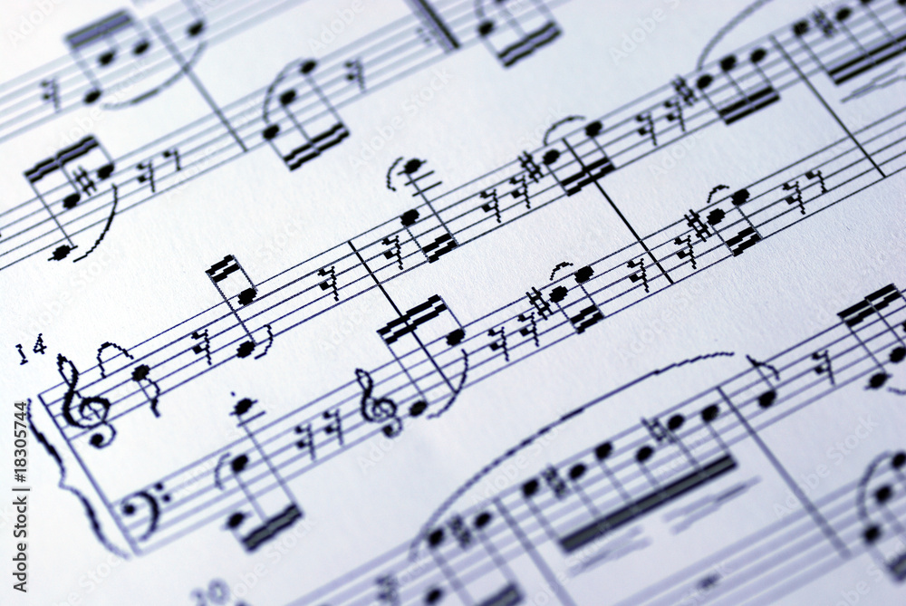 Music sheet on the white background Music sheet on the white background