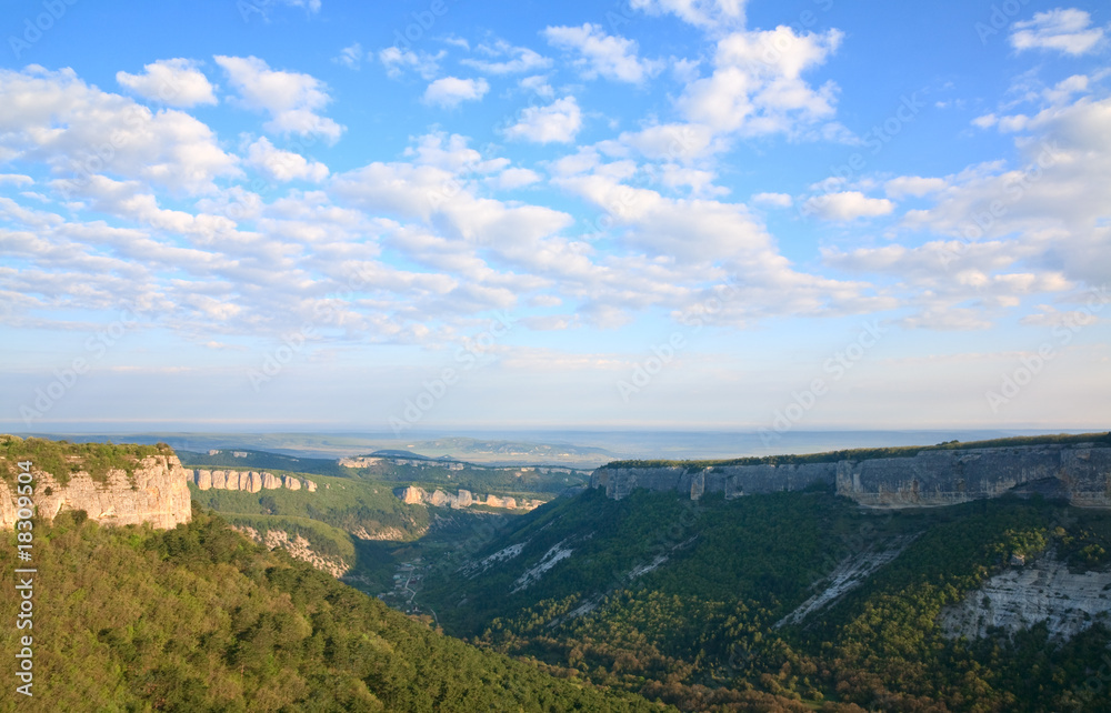 Morning view from top of Mangup ancient settlement