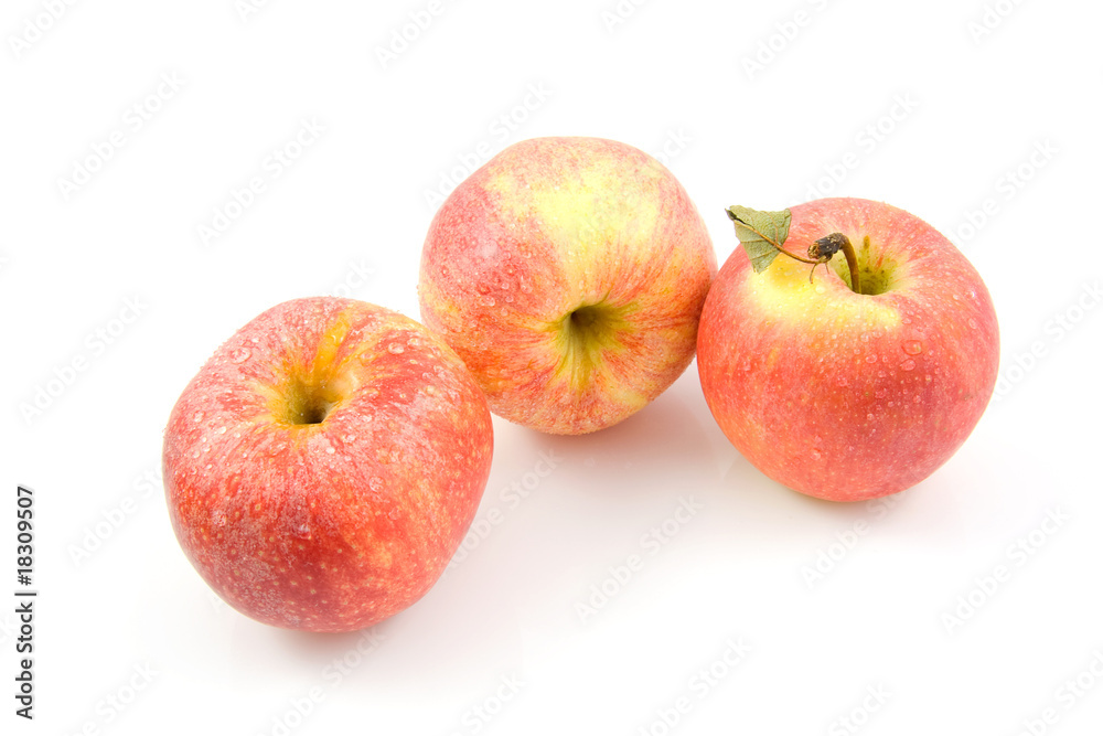 Three fresh juicy apples over white background Three fresh juicy apples over white background